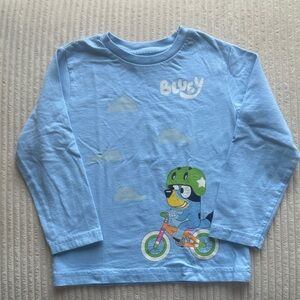 Kids Trendy Long Sleeved Blue Shirt 100% Cotton with Bluey Character Print